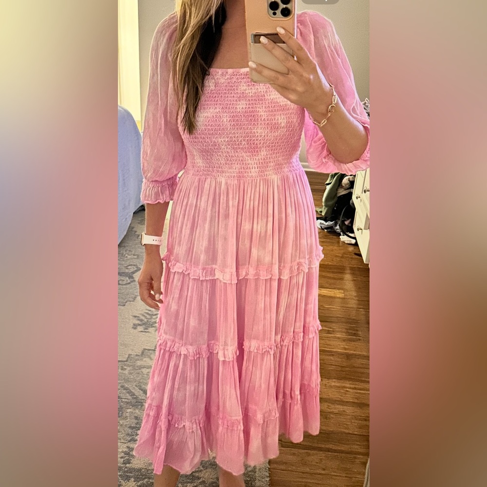 LoveShackFancy Pink Ruffled Dress
